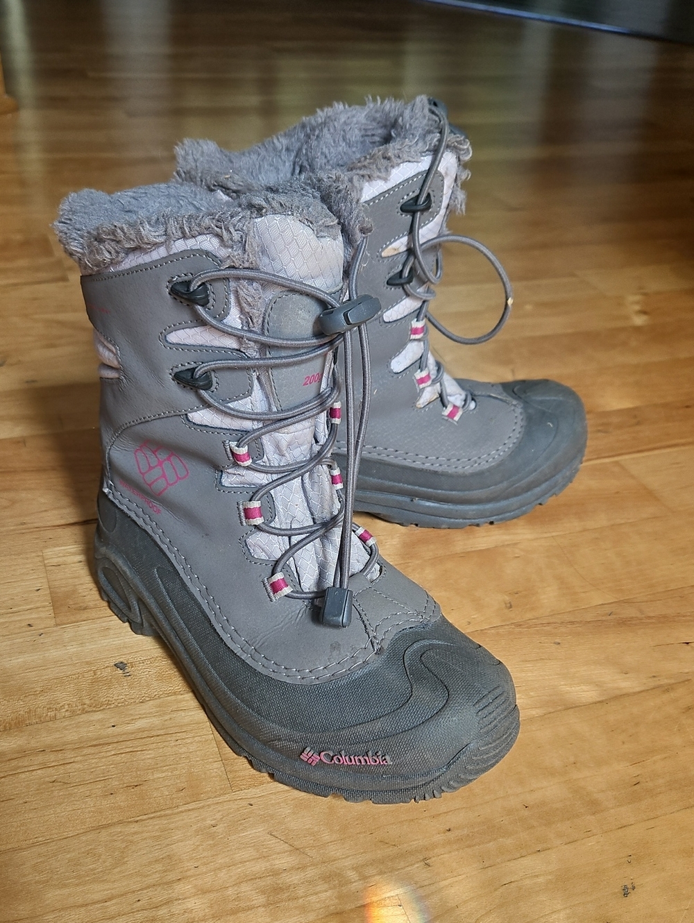 Columbia Women's Or Kid's Gray Winter Boots with Pink Accents